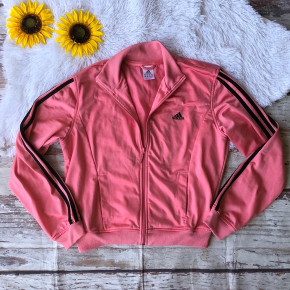 adidas 3 stripe pink track jacket